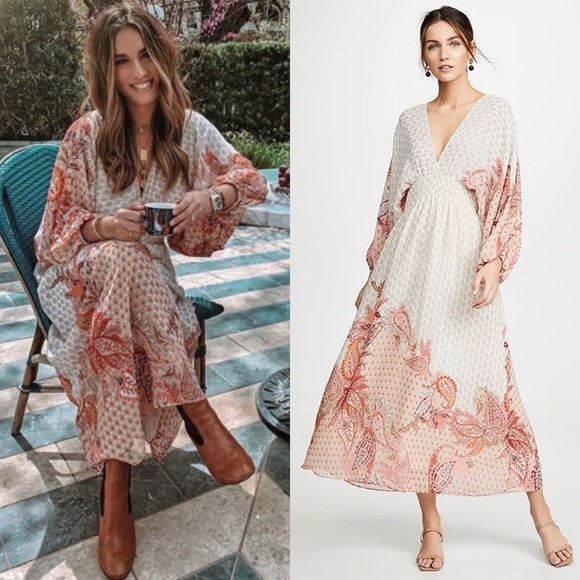 Misa Los Angeles Paisley Floral‎ Boho Dress Emala  V Neckline Vacation Sz Small - Picture 3 of 13